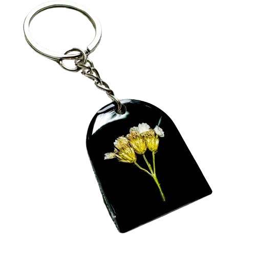 Pressed Wildflower Keychain | yarrow