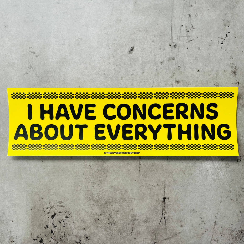 I have concerns about everything Bumper Sticker