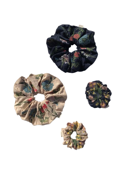 Embroidered Herb Scrunchies