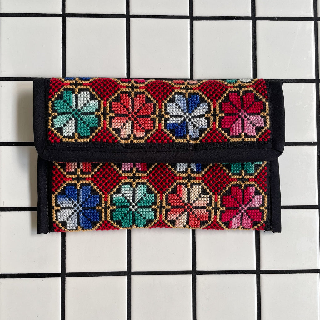 Palestinian Embroidered Flower Wallet