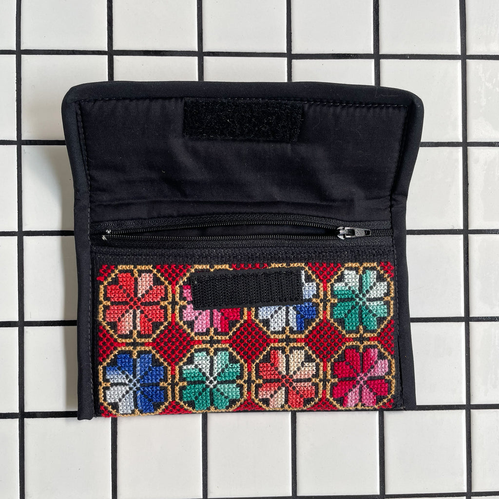 Palestinian Embroidered Flower Wallet